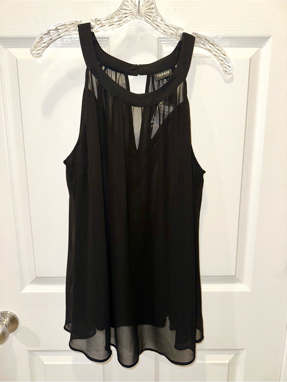 Torrid 0X Black Chiffon Babydoll Halter Tank Top